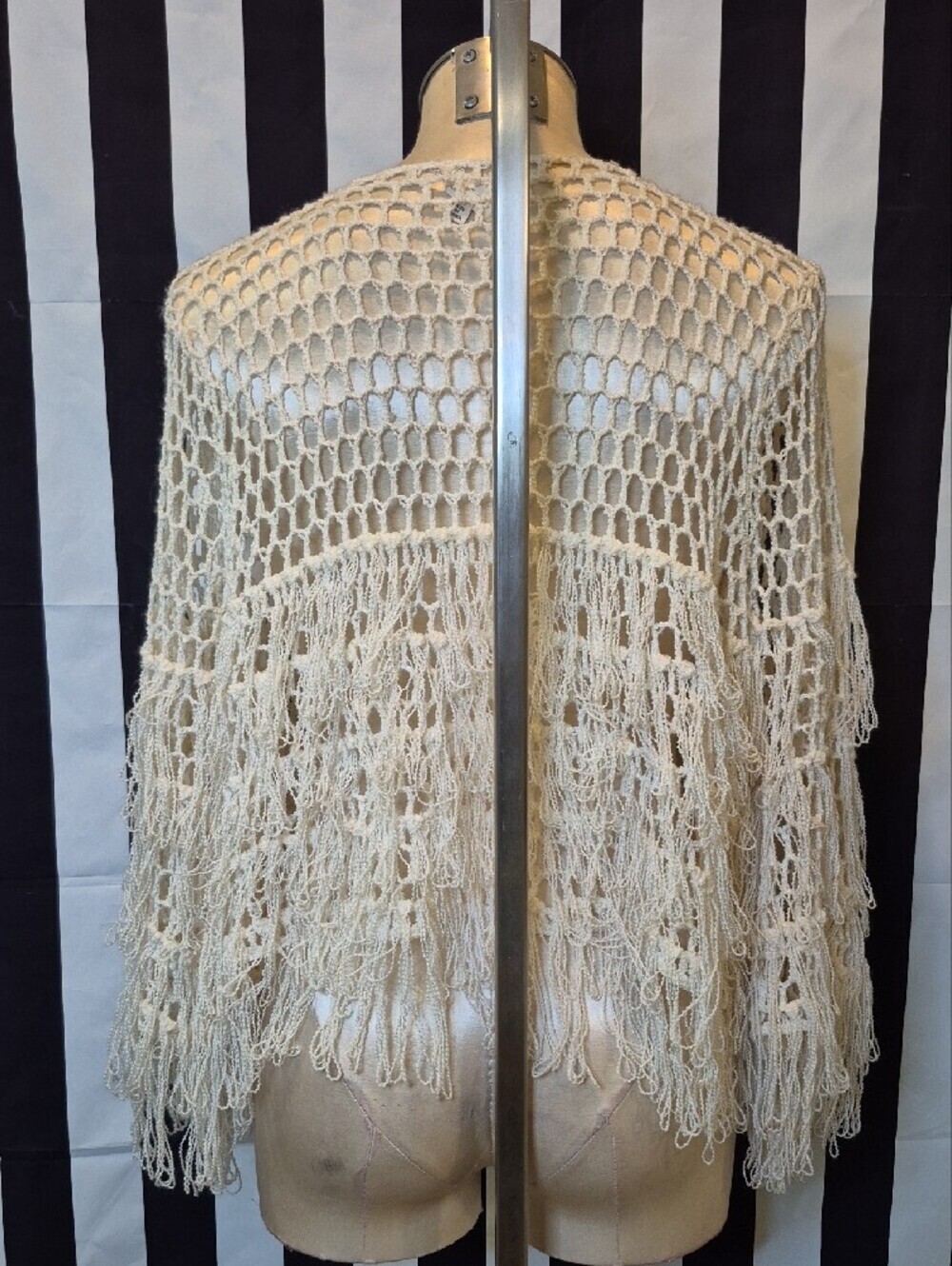 Open-Knit Fringe Cardigan Sweater - Cream - Picture 3 of 8